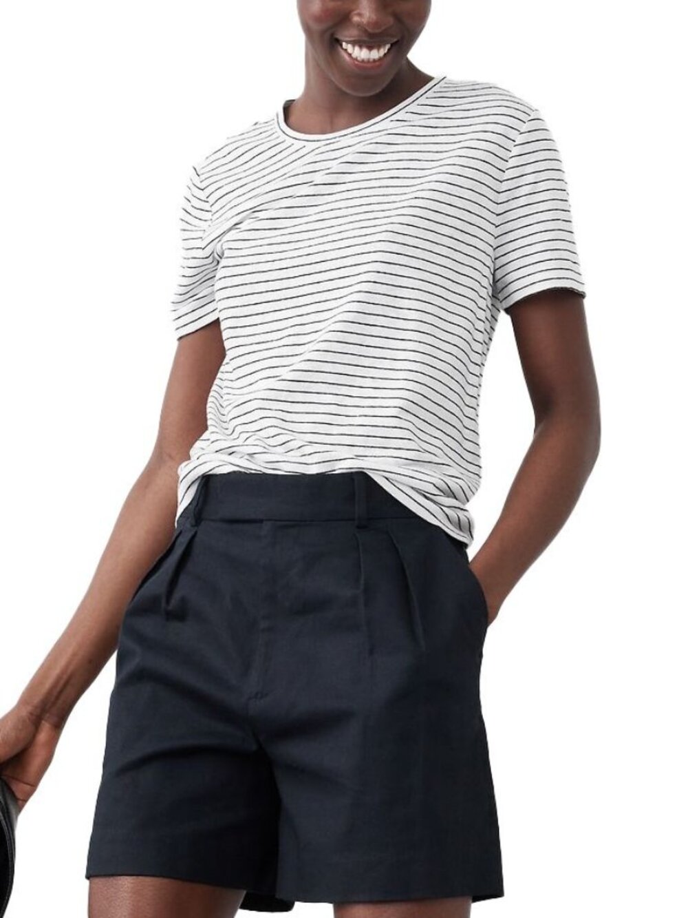 Banana Republic Mini Stripe Linen-Blend Crew-Neck Top/NWT/S